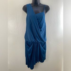 Helmet Lang Teal Asymmetrical Dress Size 0